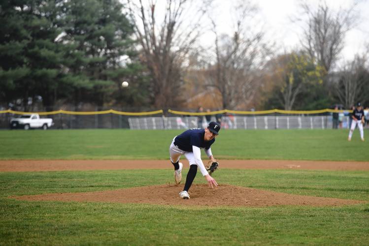 Frontier's Owen Babb pitches against Amherst on Wednesday in South Deerfield. 